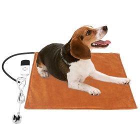 Pet Heating Pad Waterproof Electric Heating Mat Warming Blanket with 9 Heating Modes 4 Timer Settings Washable Cover Chew Resistant Cord Case (Option: Brown_UK)