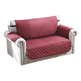 Reversible Sofa Cover Chair Loveseat Couch Microfiber Slipcover Cushion Furniture Protector Shield Water-Resistant w/ Elastic Strap for Kids Pet (Color: Tan, size: 2-Seat)